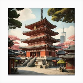 Senso Ji Temple Japan Vintage Travel Art 2 Art Print 2 Canvas Print