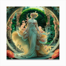 Lady In A Garden 5 Canvas Print