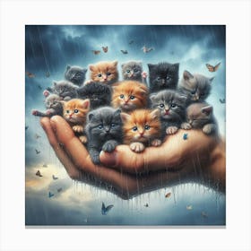 Kittens In The Rain 5 Canvas Print