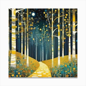 Gustav Klimt forest at night 5 Canvas Print