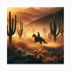 Cowboy In The Desert 3 Canvas Print