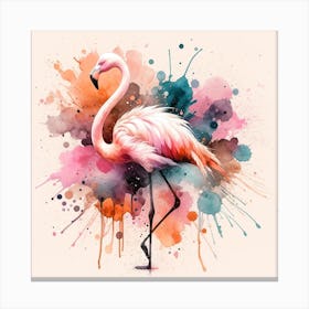 Flamingo Watercolor Painting Canvas Print