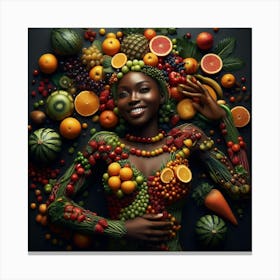 Afro-American Woman With Fruits Canvas Print
