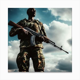 Soldier Holding An Ak-47 Canvas Print