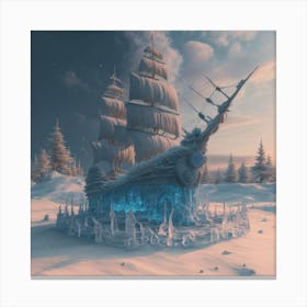 Beautiful ice sculpture in the shape of a sailing ship 26 Canvas Print