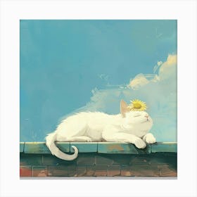 Cat Sleeping On A Roof Canvas Print