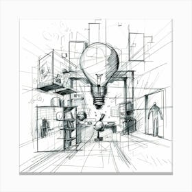 Lightbulb Sketch Canvas Print