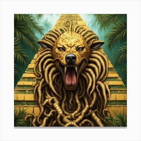 Lion Of Aztec Canvas Print