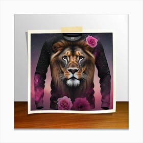 Lion With Roses Canvas Print