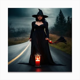 Witch On The Road Canvas Print