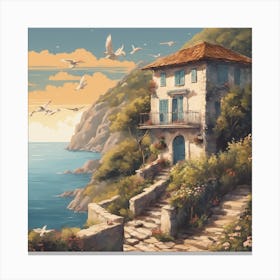 270098 An Old House On The Mountain With A View Of The Se Xl 1024 V1 0 Canvas Print