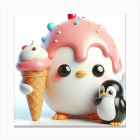 Ice Cream Penguin 6 Canvas Print