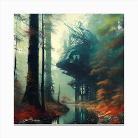 Tree House In The Forest 5 Canvas Print