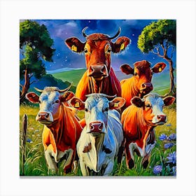 Cows In The Field Canvas Print