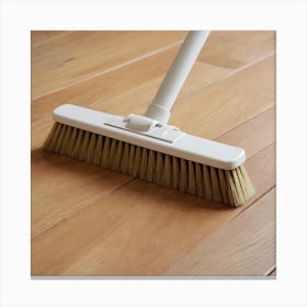 Broom On Wooden Floor Canvas Print