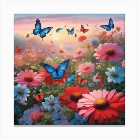 Butterfly Garden At Dawn Canvas Print