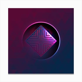 Geometric Neon Glyph on Jewel Tone Triangle Pattern 118 Canvas Print