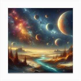 Planets In Space Canvas Print