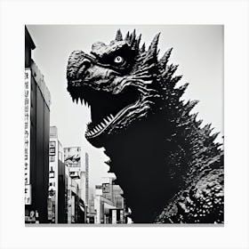 Godzilla Head In Tokyo Poster Shinjuku Street Printable Art Black And White Wall Art Original Photo Tokyo Print Vintage Japan Photo Ukxarphi Upscaled Canvas Print