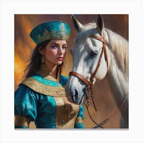 Princess with horse Canvas Print