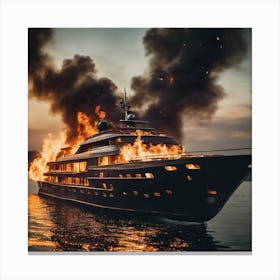 Burning Yacht Canvas Print