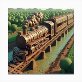 Train In The Countryside Canvas Print