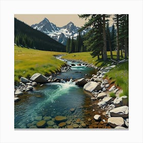 Stream In The Mountains 3 Canvas Print