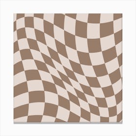 Warped Checker Beige Square Canvas Print