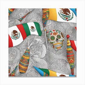 Mexican Flags 17 Canvas Print
