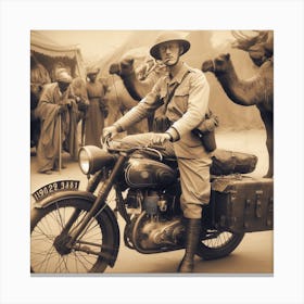 Soldier On A Motorcycle 2 Canvas Print