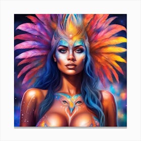 Beautiful Woman With Feathers Canvas Print