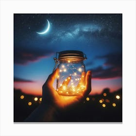 Fairy Lights In A Jar Canvas Print