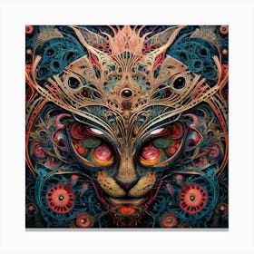 Psychedelic Cat art print Canvas Print