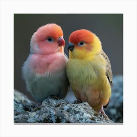 Two Birds Perched On Rocks Canvas Print