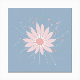 A White And Pink Flower In Minimalist Style Square Composition 704 Canvas Print