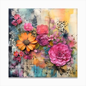 Vintage Bright Flowers 10 Canvas Print