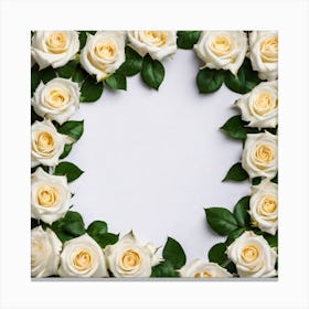 White Roses Frame 3 Canvas Print