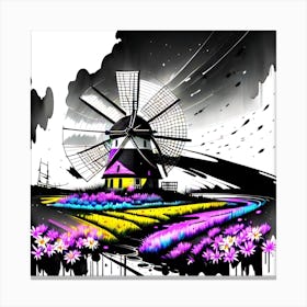 Windmill Painting Canvas Print