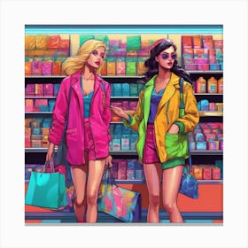 Two Girls In A Store Canvas Print