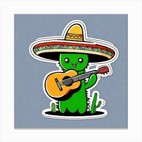 Cactus With Guitar 29 Canvas Print