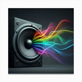"The Sound of Your Soul" - A vibrant and dynamic depiction of the connection between music and the human spirit, expressed through the visual representation of sound waves in a spectrum of colors, emanating from a sleek and powerful speaker. Canvas Print