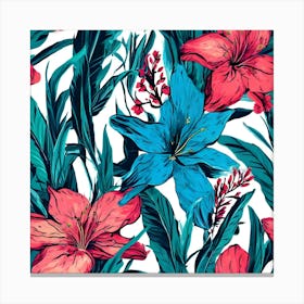 Seamless Tropical Floral Pattern Canvas Print