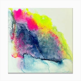 Abstract Neon and Grey, Watercolor Painting  Canvas Print