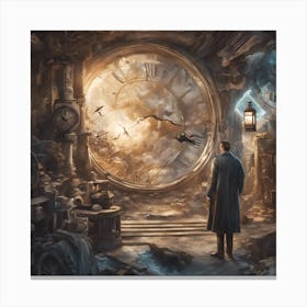 0 Time Travel Theme Blend Elements Of Past, Present Esrgan V1 X2plus Canvas Print