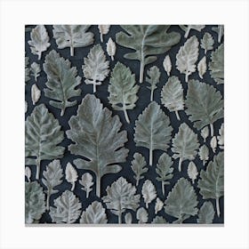 Muted Leaves On Black Square Canvas Print