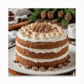 Carrot Cake A Classic Carrot Cake With Cream Cheese Frosting Adorned With Walnuts And A Light Dustin 2487582769 Canvas Print