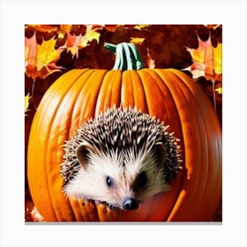 Hedgehog Pumpkin Canvas Print