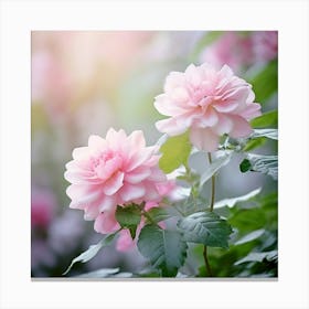 Flowers Leaves Nature Soft Freshness Pastel Botanical Plants Blooms Foliage Serene Delic (2) Canvas Print