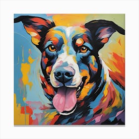 Colorful Abstract Of A Dog Canvas Print