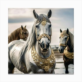 Three Golden Horses Canvas Print